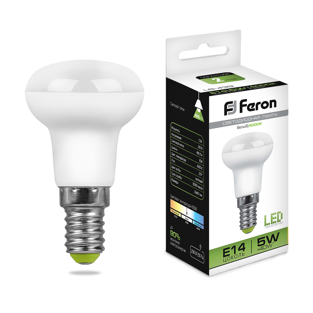 Лампа светодиодная Feron LB-439 R39 E14 5W 4000K 230V 25517
