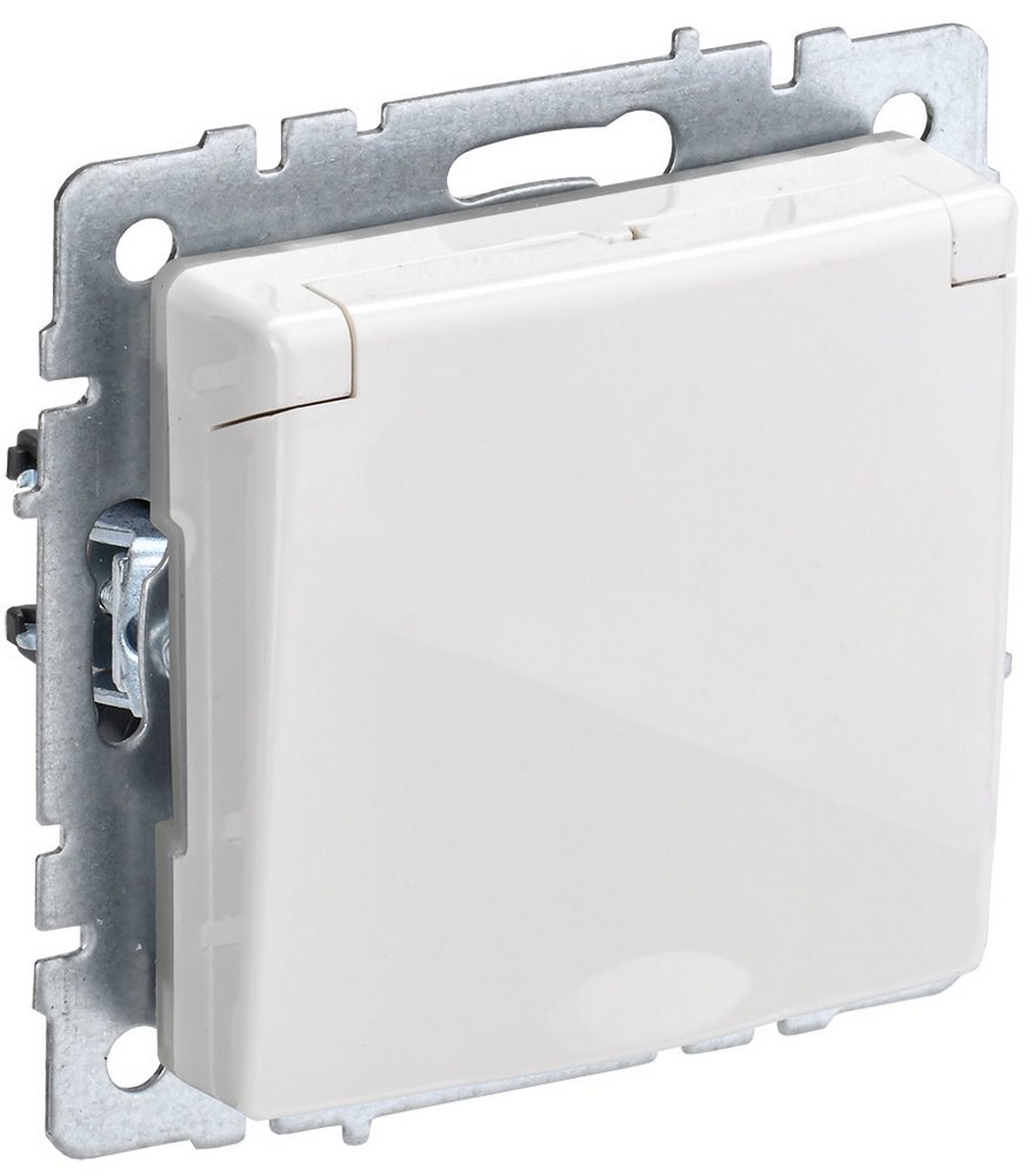 Розетка IEK BRITE с/з с шторками и крышкой 16А IP20 РСбш10-3-БрБ белый BR-R16-16-K01