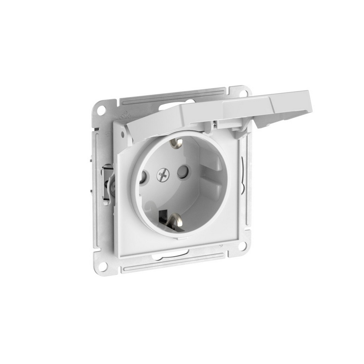 AtlasDesign Белый Розетка SE AtlasDesign Белый с заземл. со шторк. с крышкой IP20 быстрозажим. клем. ATN000146S