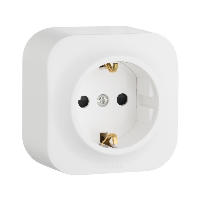 Розетка Legrand Quteo с заземлением без шторкок белая  782211