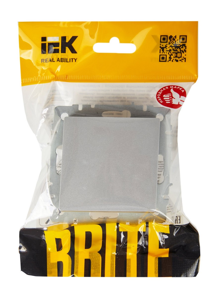Выключатель IEK BRITE 1-клавишный проходной 10А ВС10-1-6-БрА алюминий BR-V12-0-10-K47