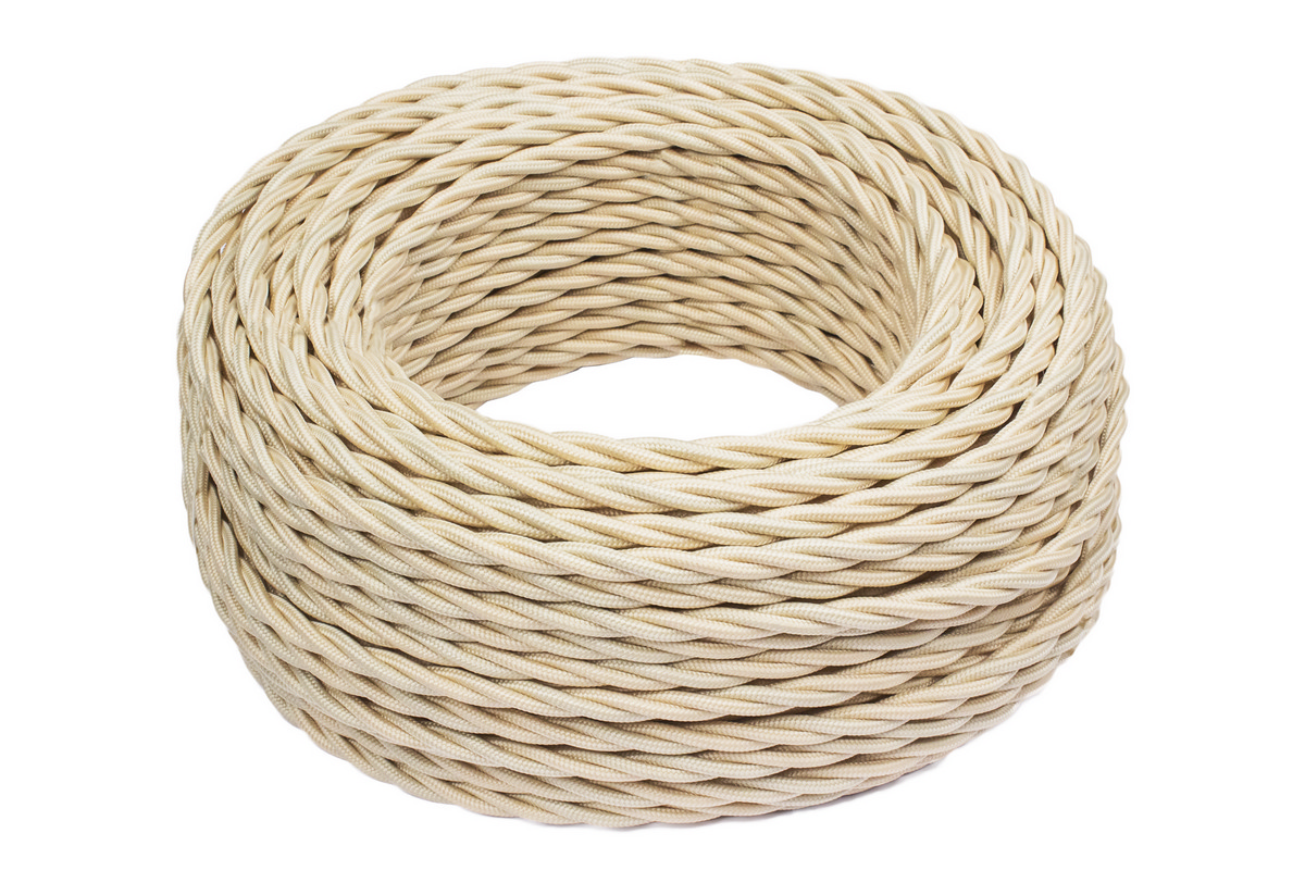 Витой ретро провод (кабель) Витой провод ретро BIRONI 2*2,5 цвет песочное 