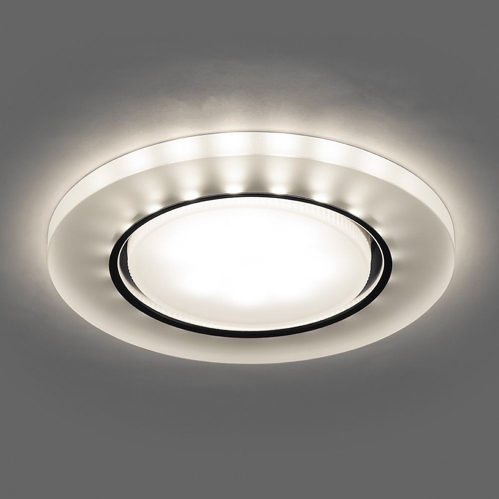 Светильник встраиваемый Feron CD5020 с белой LED подсветкой GX53 белый матовый 32659