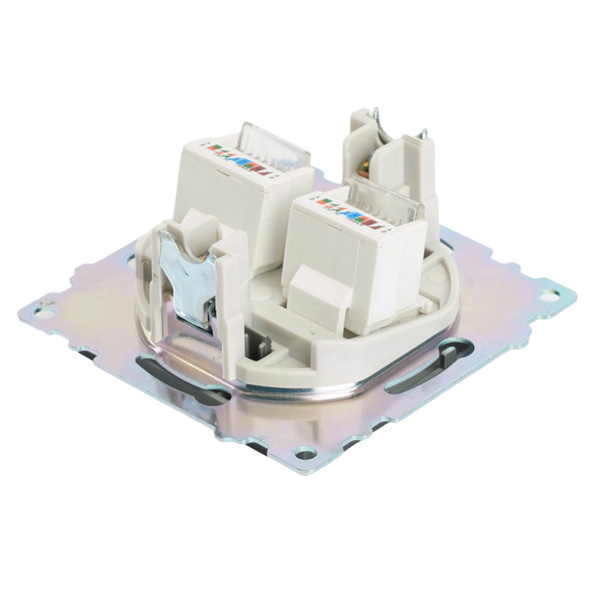 Розетка компьютерная 2-местная RJ-45 STEKKER GLS00-7109-06 Катрин графит 50008