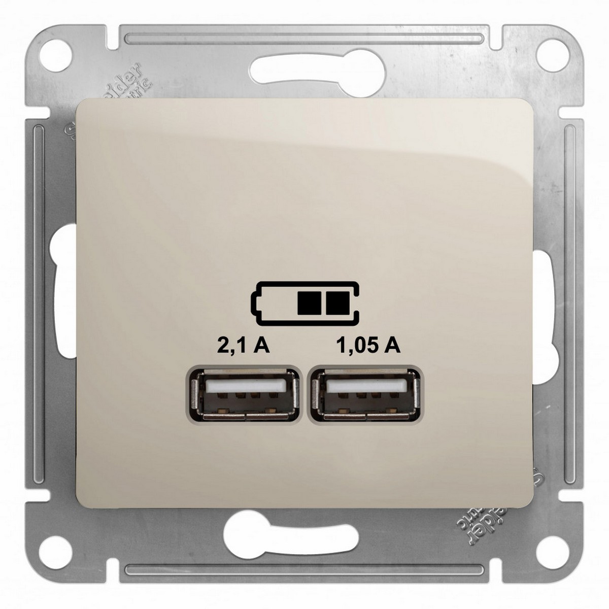 Розетка USB Systeme Electric Glossa Молочная 5В-2100мА 2х5В-1050мА GSL000933