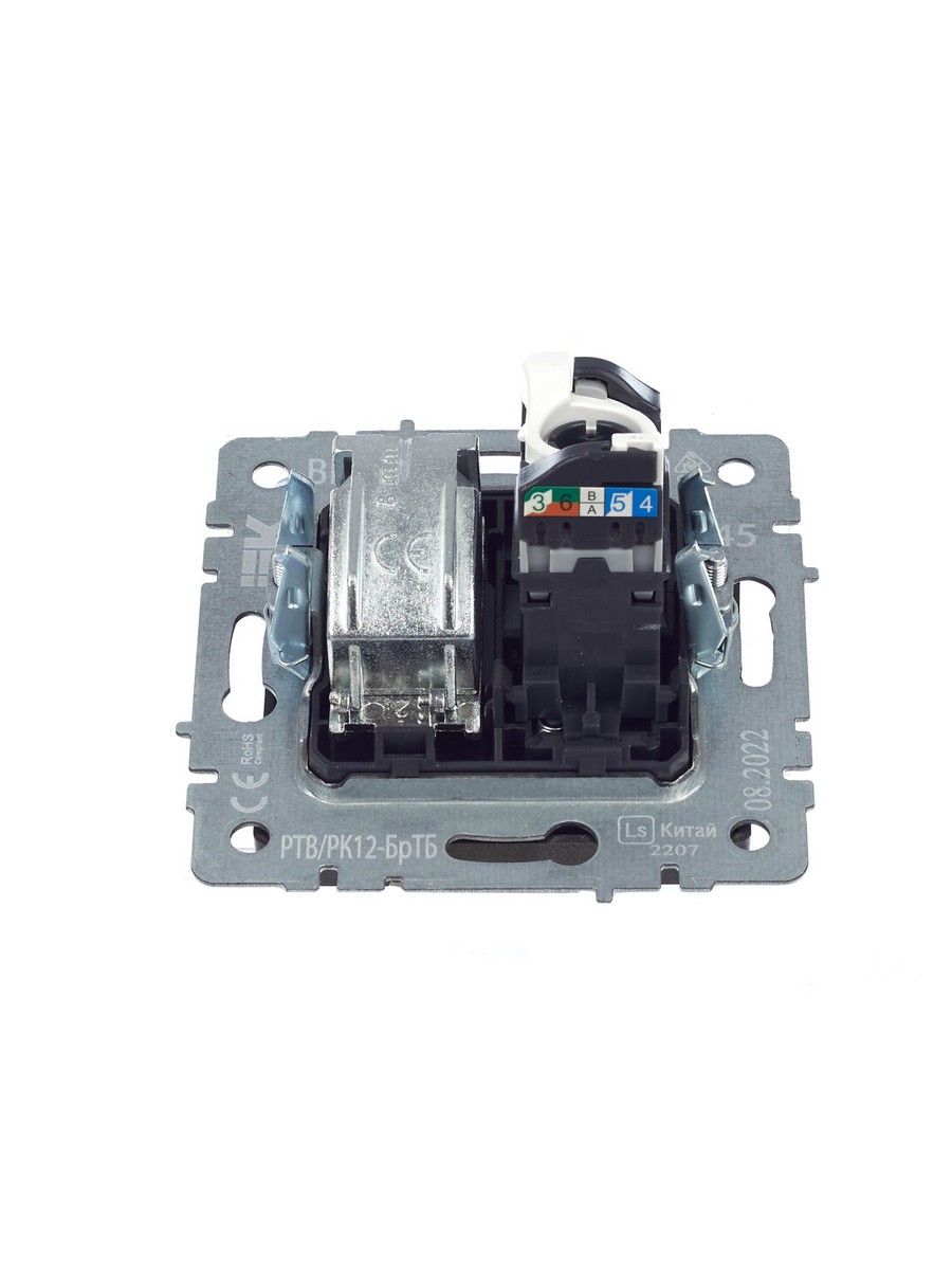 Розетка IEK BRITE двойная TV+RJ45 кат.5E РТВ/РК12-БрТБ темная бронза BR-AK20-1-K45