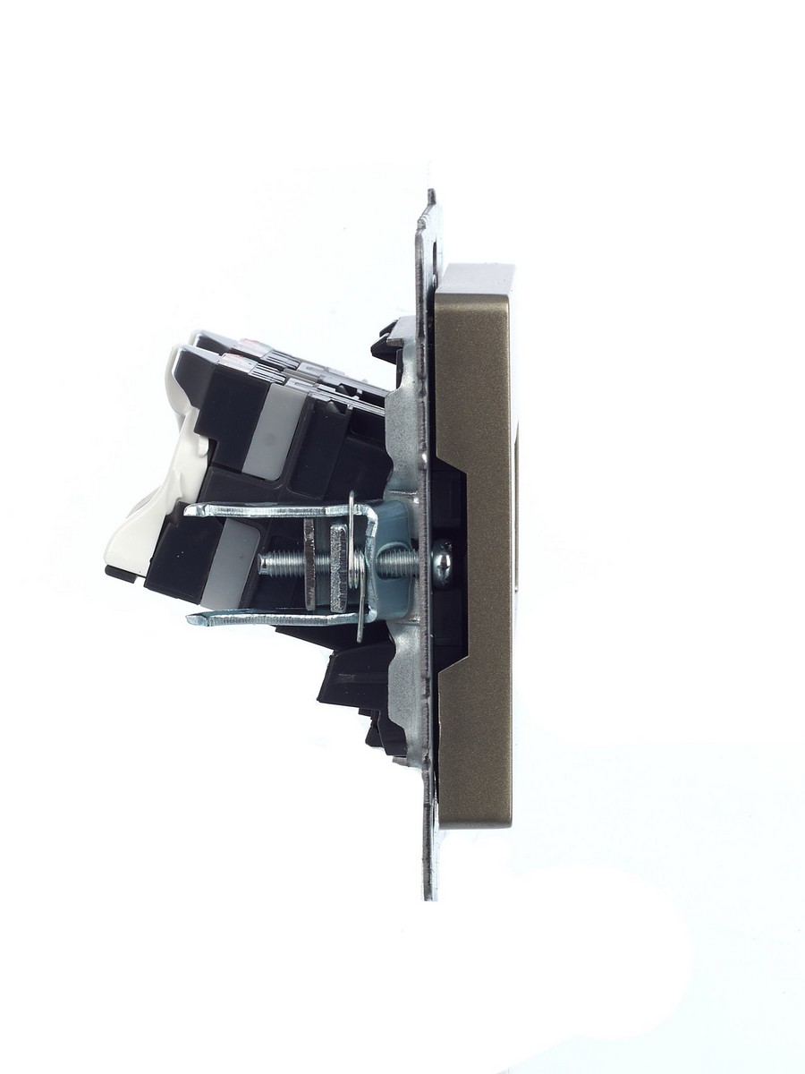 Розетка IEK BRITE компьютерная двойная RJ45 кат.5E РК10-2-БрШ шампань BR-K20-1-K37