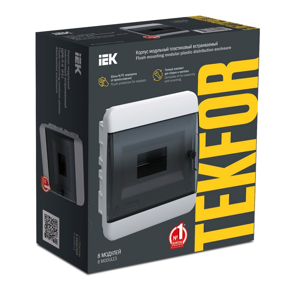 Пластиковые боксы и щиты IEK Щит пластиковый IEK TEKFOR ЩРВ-П-8 IP41 черн. прозр. дверь TF5-KP12-V-08-41-K01-K03