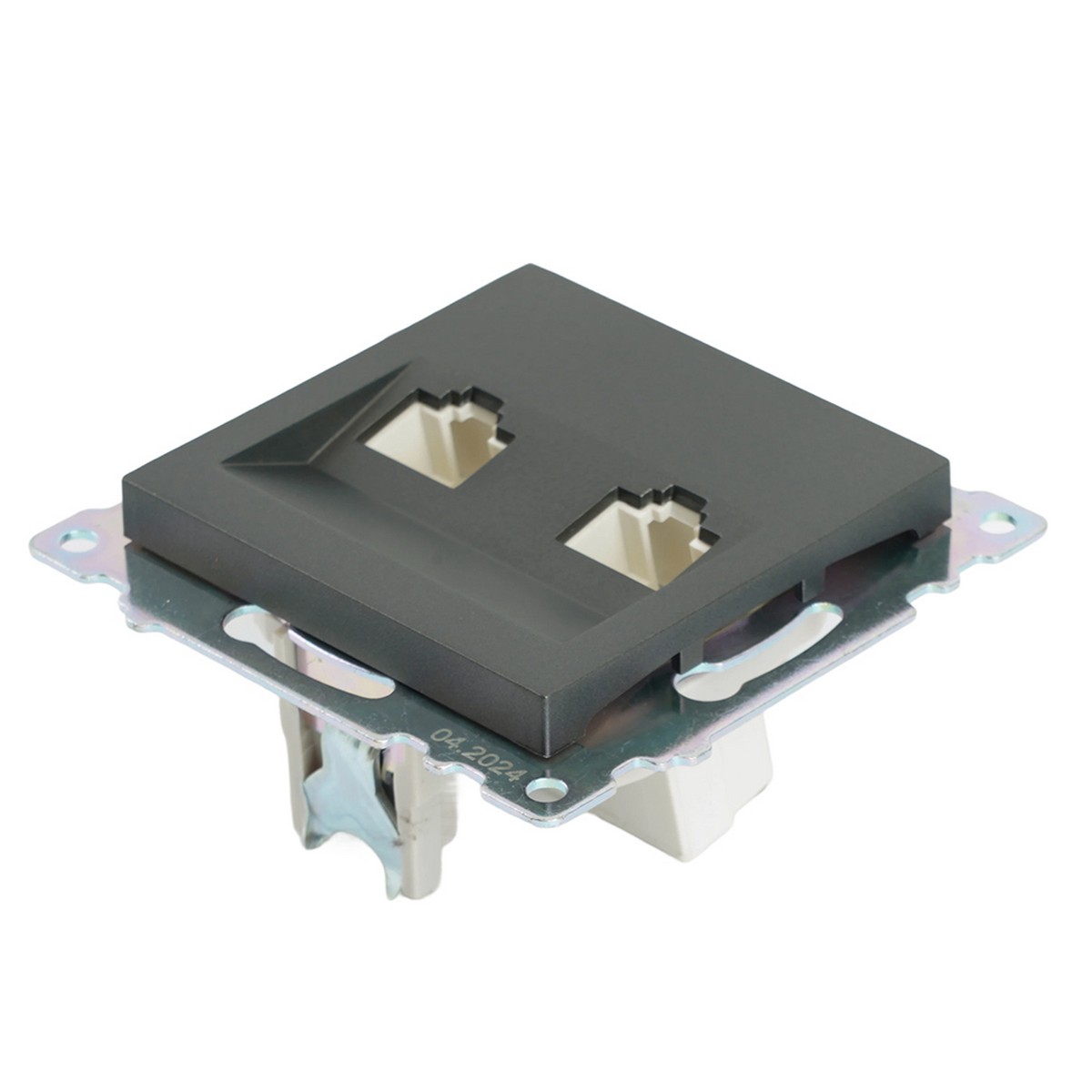 Розетка компьютерная 2-местная RJ-45 STEKKER GLS00-7109-06 Катрин графит 50008