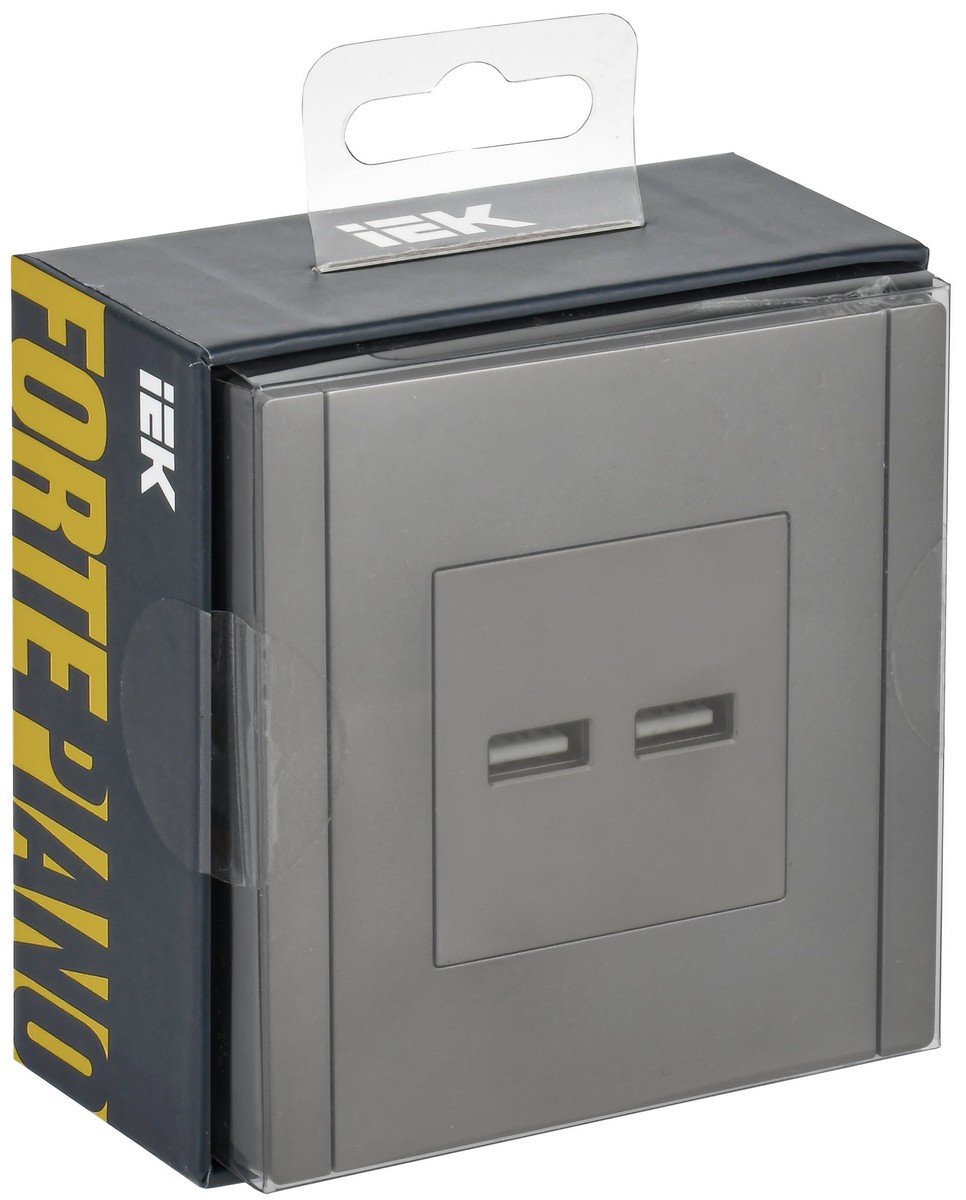 Розетка IEK FORTE&PIANO Сталь USB A+A 3,1А FP549