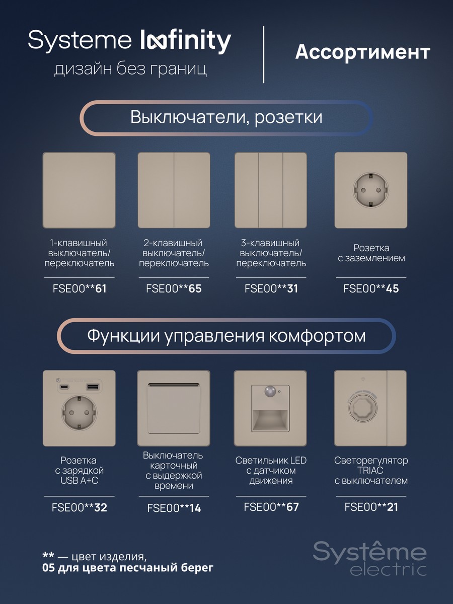 Датчик Systeme Electric Infinity Песчаный берег движения 100Вт FSE000537