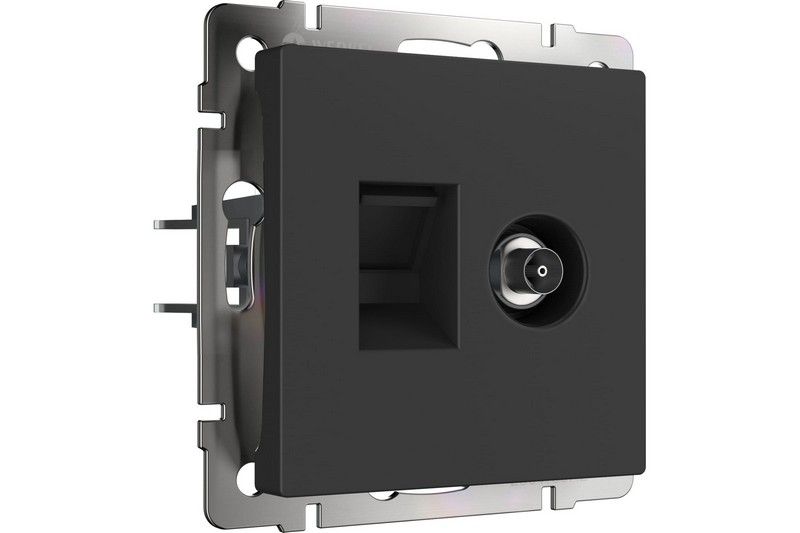 Werkel Черный матовый механизмы Розетка Werkel ТВ+Ethernet RJ-45 6 cat. (черный матовый) W1181308