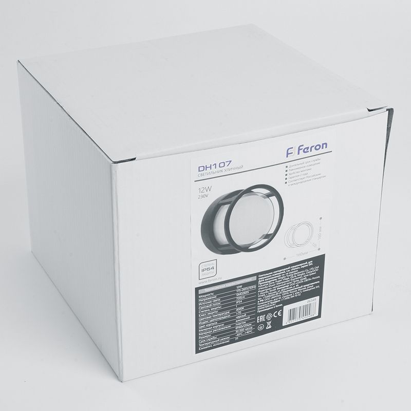 Уличные настенные светильники Светильник уличный светодиодный Feron DH107 12W 720Lm 4000K черный 06349 