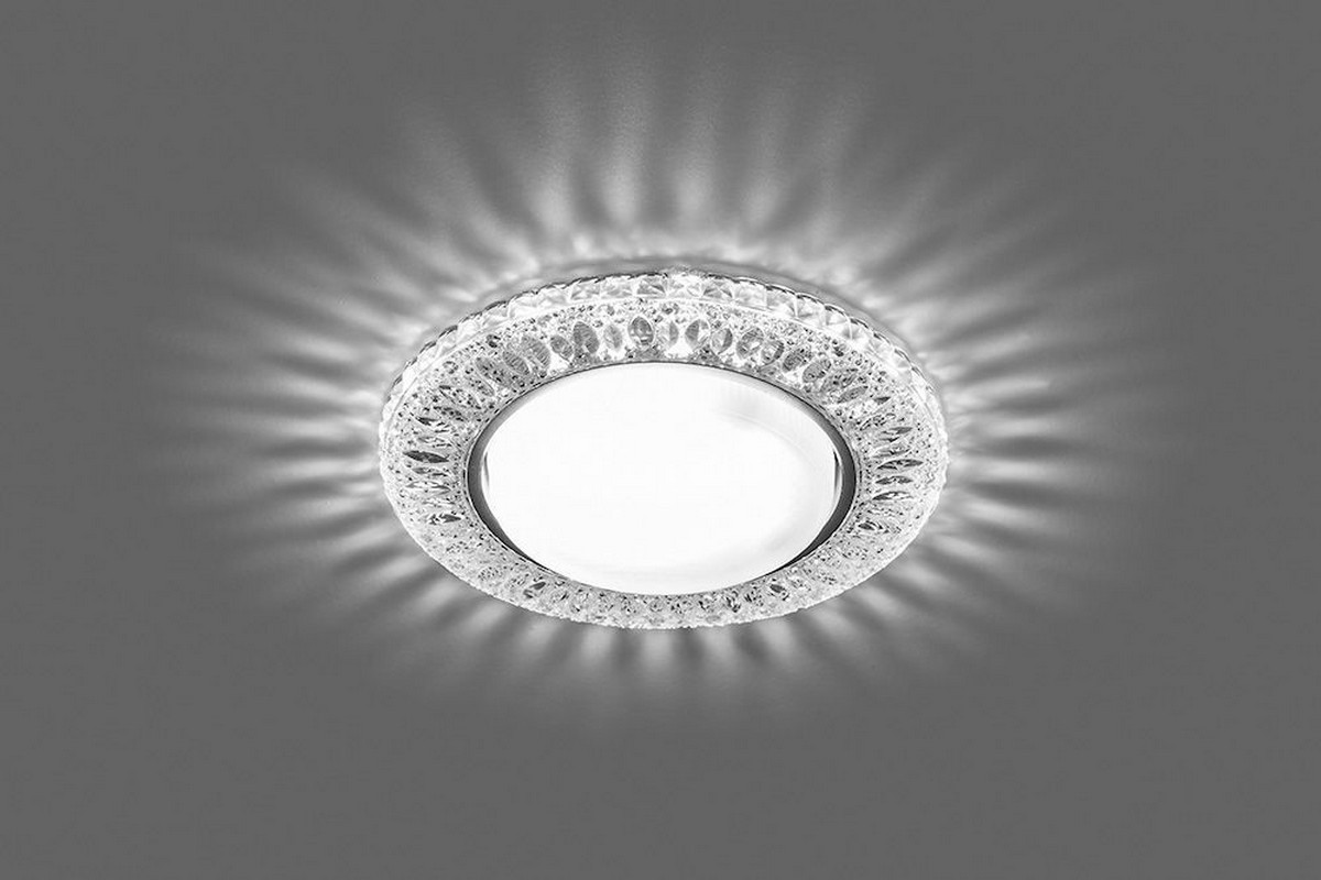 Светильник встраиваемый Feron CD4022 с белой LED подсветкой GX53 прозрачный 29475