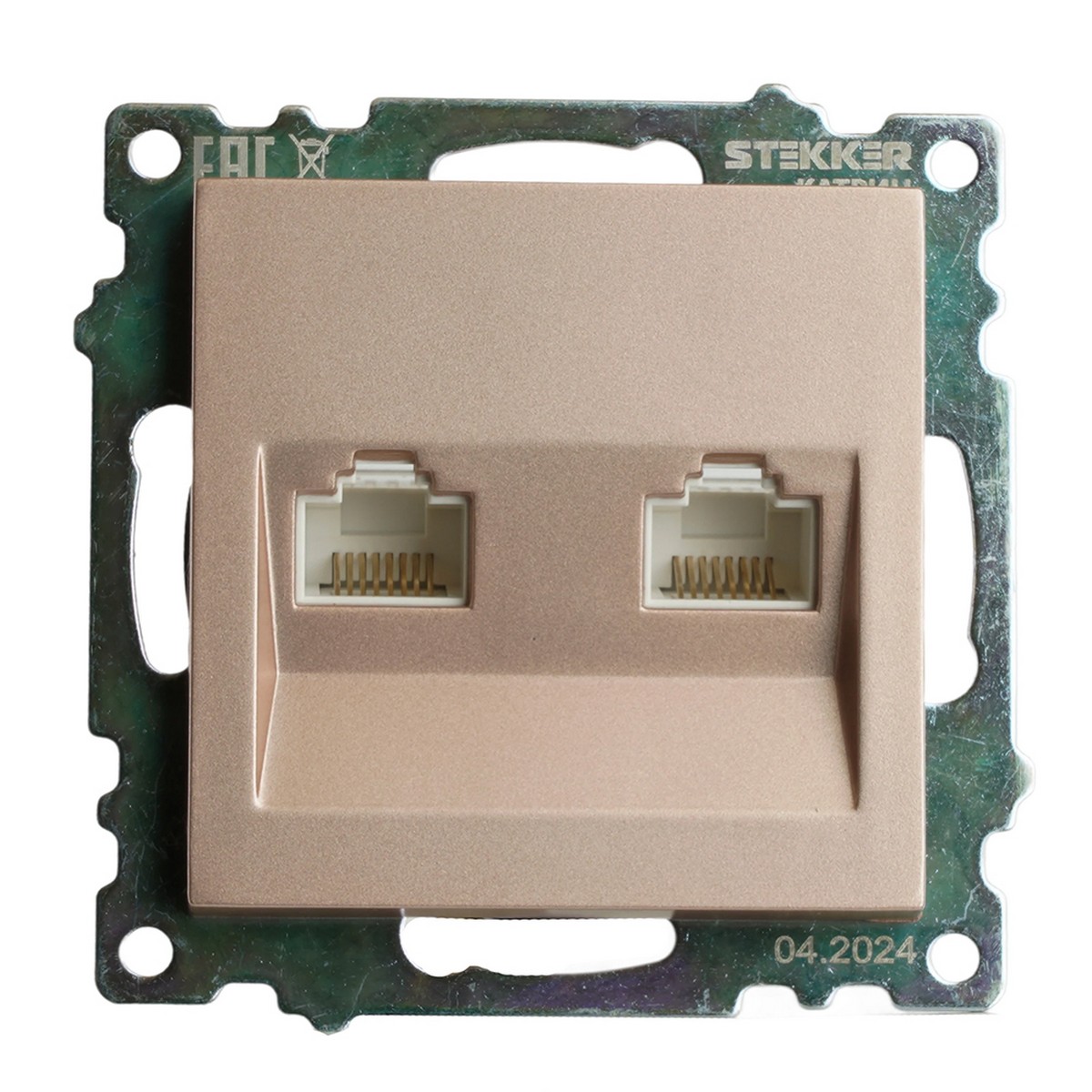 Катрин - Розетки и выключатели Stekker Розетка компьютерная 2-местная RJ-45 STEKKER GLS00-7109-02 Катрин шампань 50004