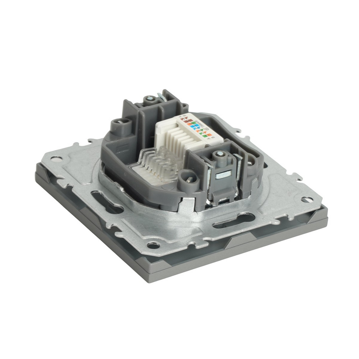 Розетка компьютерная 1-ая RJ-45 STEKKER Эмили RST00-5117-10 платиново-серый soft touch 49951