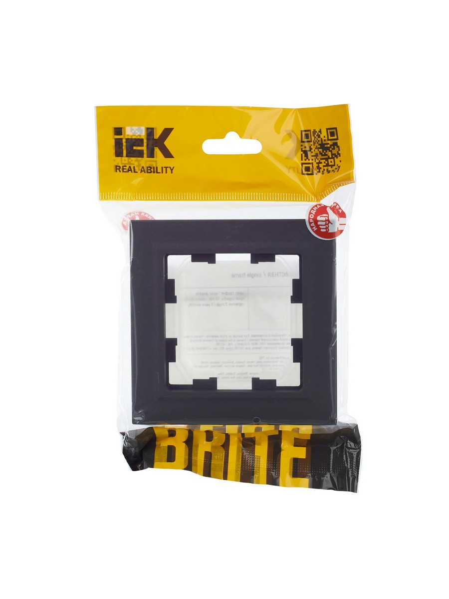 Рамка IEK BRITE 1-местная IP44 РУ-1-БрГ-44 графит BR-M12-44-K53