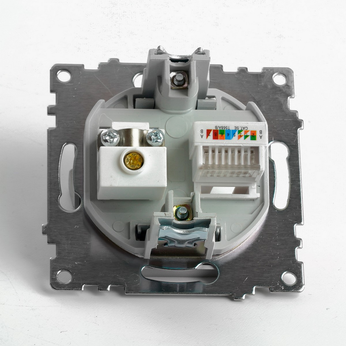 Катрин - Розетки и выключатели Stekker Розетка TV + компьютерная RJ-45 STEKKER GLS00-7106-03 Катрин серебро 49183