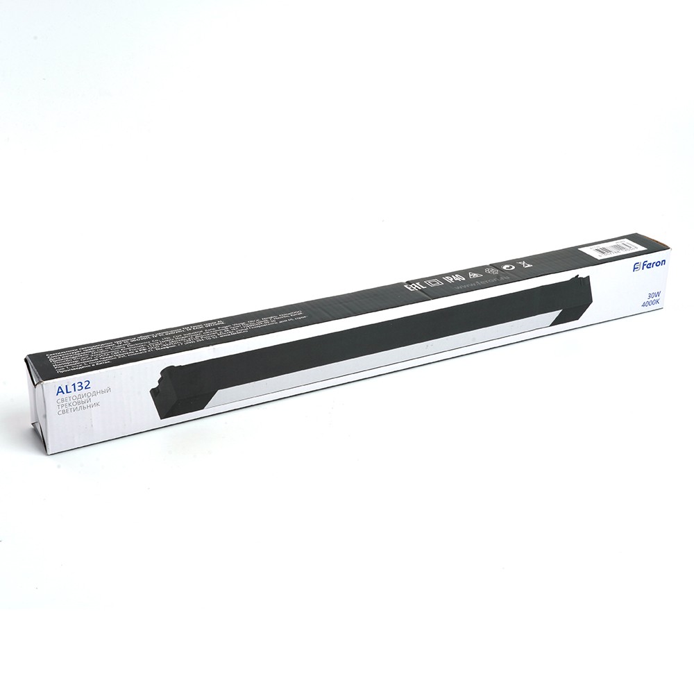 Трековые светодиодные светильники Светодиодный светильник Feron AL132 трековый однофазный 30W 4000K 120 град. черный 48382 