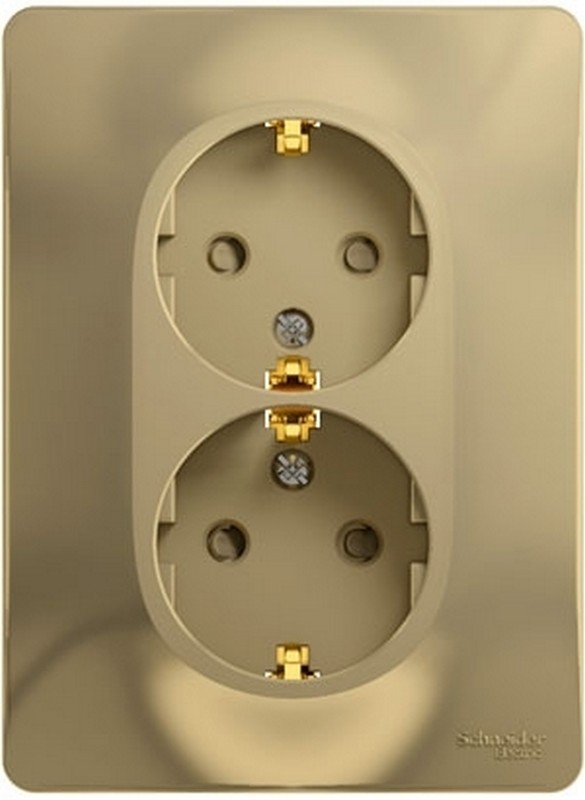 Розетка Systeme Electric Glossa Титан 2-я с заземлением со шторками GSL000426
