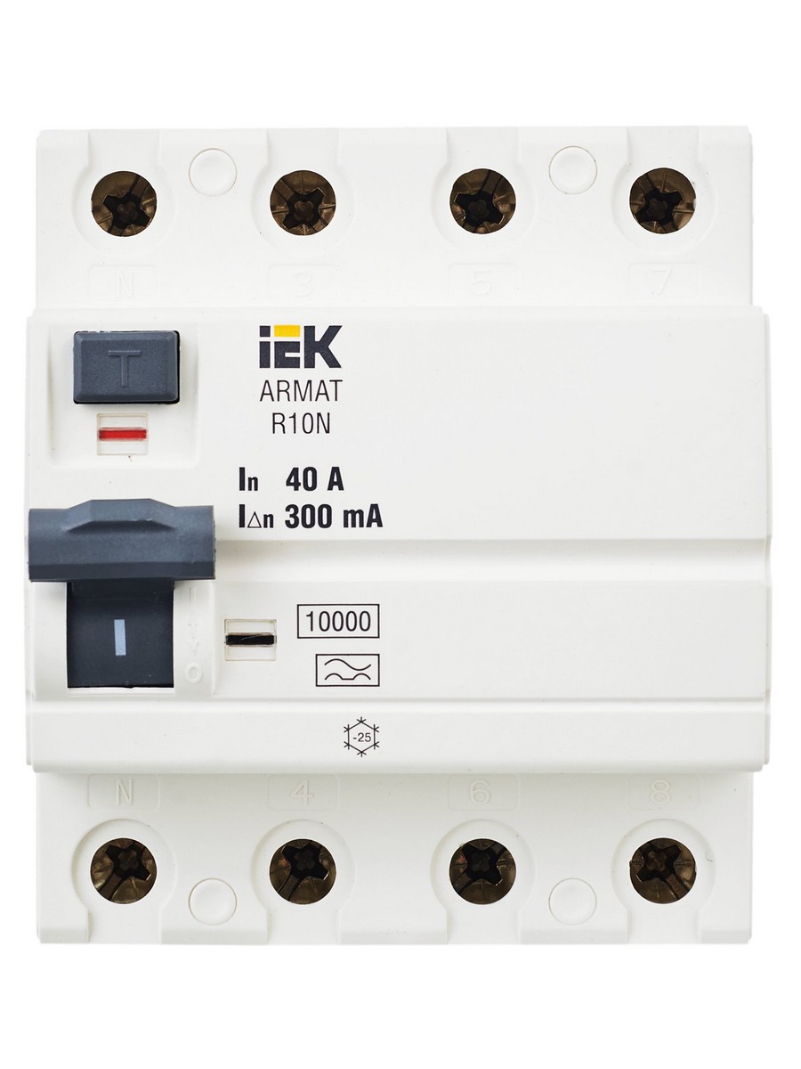 ВДТ УЗО IEK ARMAT R10N 4P 40А 300мА тип A AR-R10N-4-040A300