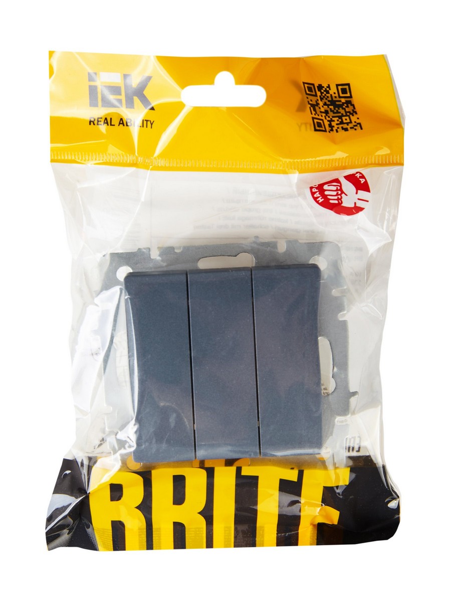 Выключатель IEK BRITE 3-клавишный 10А ВС10-3-0-БрМ маренго BR-V30-0-10-K35