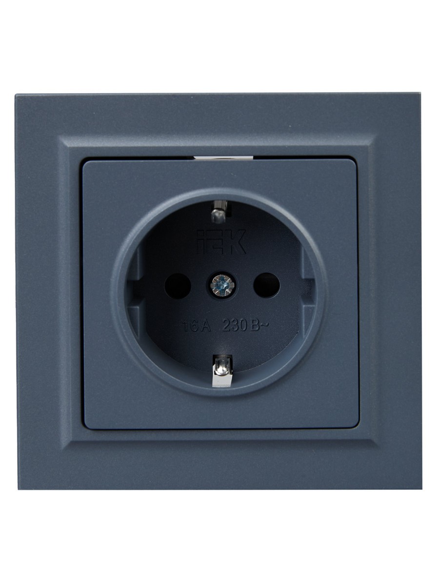Розетка IEK BRITE Маренго с з/к/ш 16А в сборе РСР14-1-0-БрМ BR-R14-16-K35-F