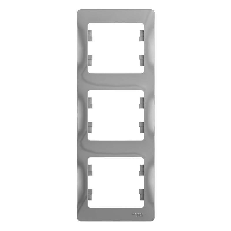 Рамка Systeme Electric Glossa Алюминий 3-я, вертикальная GSL000307