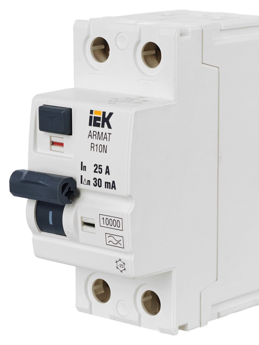 ВДТ УЗО IEK ARMAT R10N 2P 25А 30мА тип A AR-R10N-2-025A030