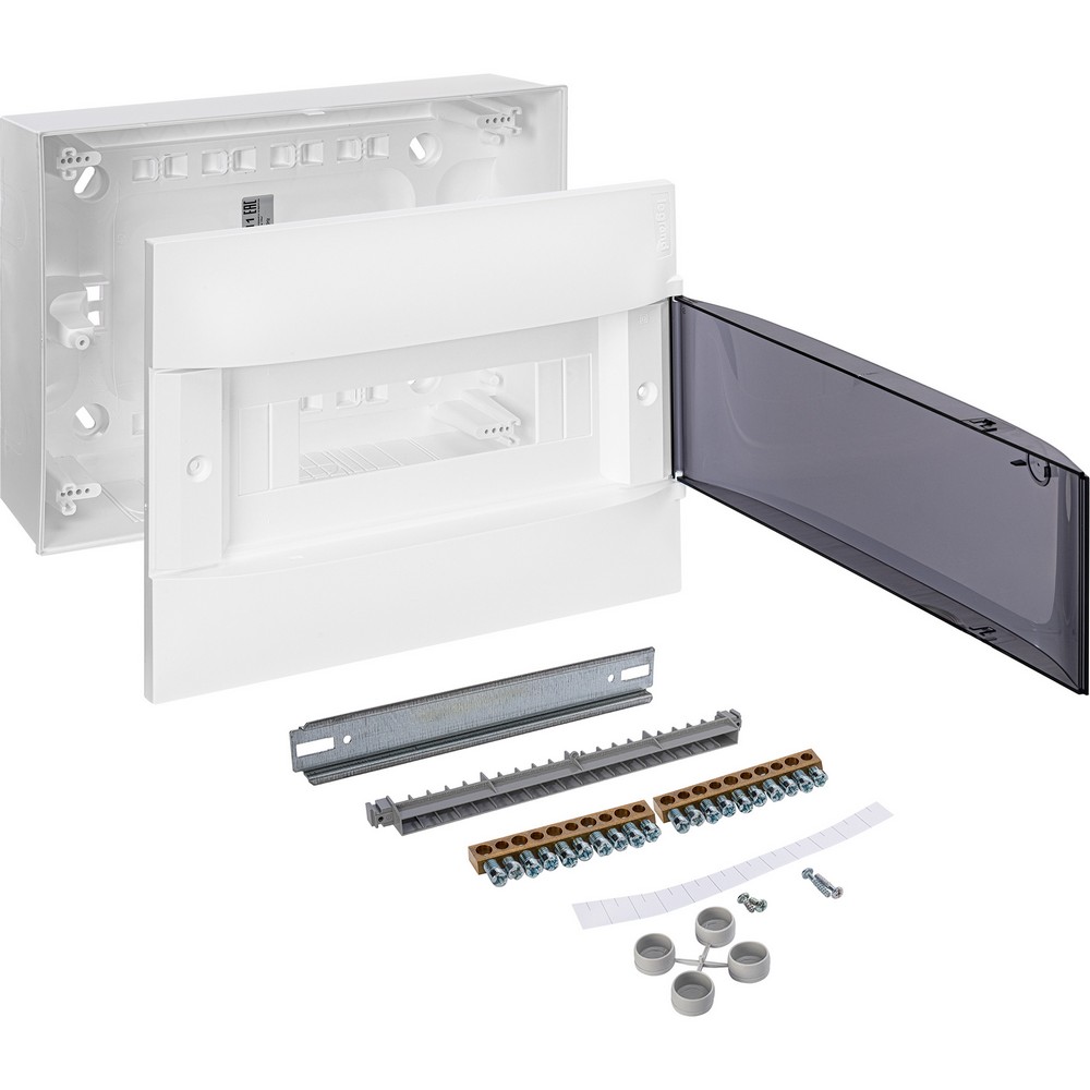 Пластиковый щиток Legrand Practibox S Навесной 12 мод 1X12 Дымчатая дверь 135611