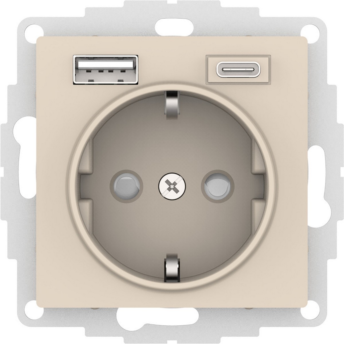Розетка USB Systeme Electric AtlasDesign Бежевый 16А с A+C (5В/24А/3 А 2х5В/15А) мех ATN000232