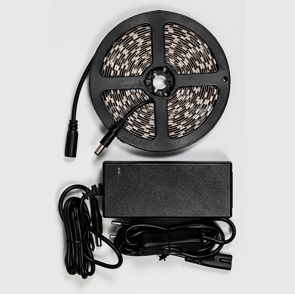 Светодиодная лента белая холодная Лента светодиодная Feron LS606 60SMD(5050)/м 14.4Вт/м 12V 6500К  IP20 3 метра (готовый комплект с адаптером и вилкой) 27720 