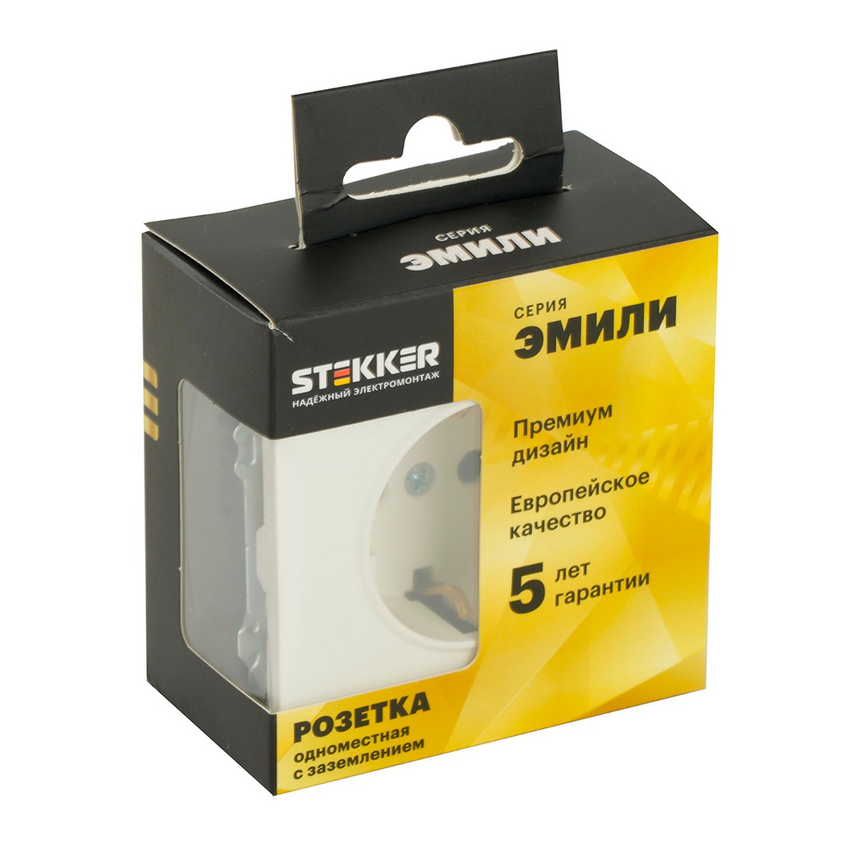 Эмили - Розетки и выключатели Stekker Розетка 1-ая с защитной шторкой с/з STEKKER Эмили RST16-5110-01 белый фарфор soft touch 49880