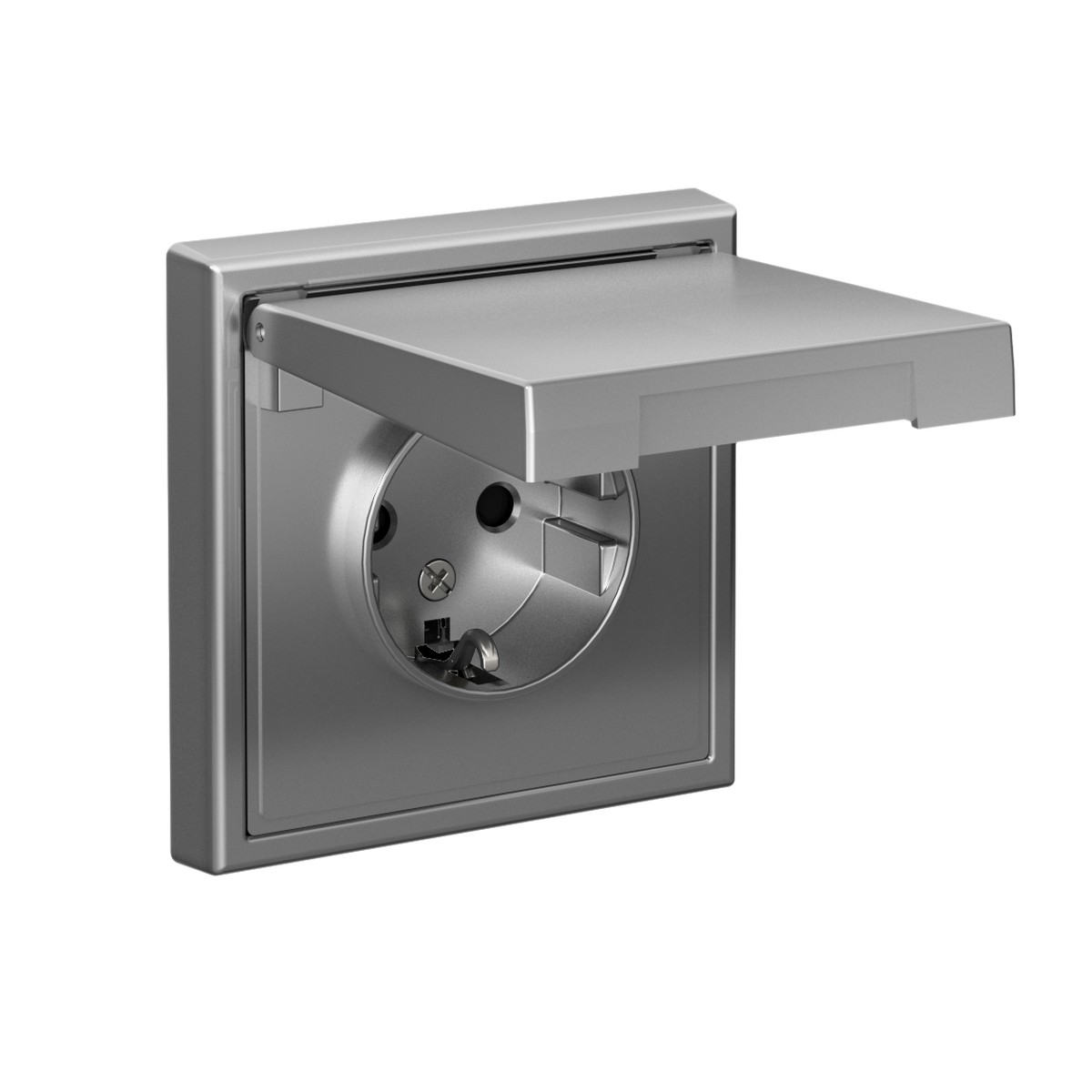 Розетка Systeme Electric ArtGallery Сталь с заземл. со шторк. с крышкой 16А IP20 GAL000946