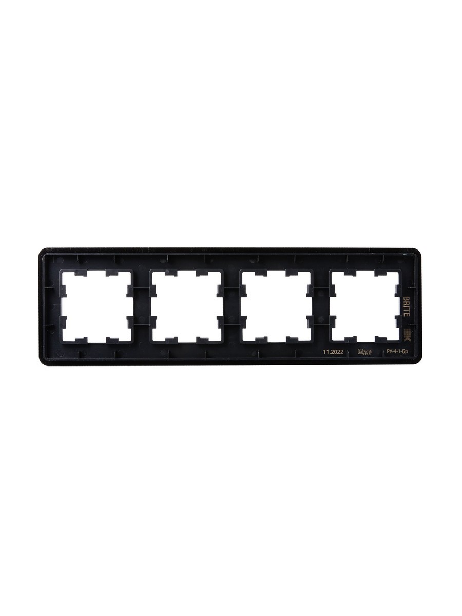 Рамка IEK BRITE DECOR Черный/алюм металл. скругл.угол 4-м РУ-4-1-Бр RE AL BR-M42-M-21-K02