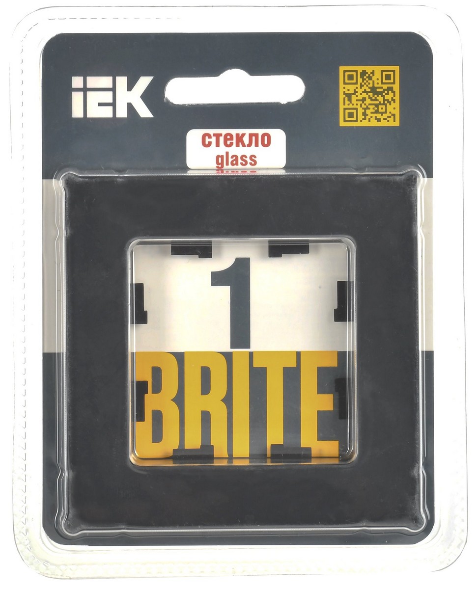Рамка IEK BRITE DECOR Черный матовый стекло 1-м РУ-1-2-Бр BR-M12-G-31-K02
