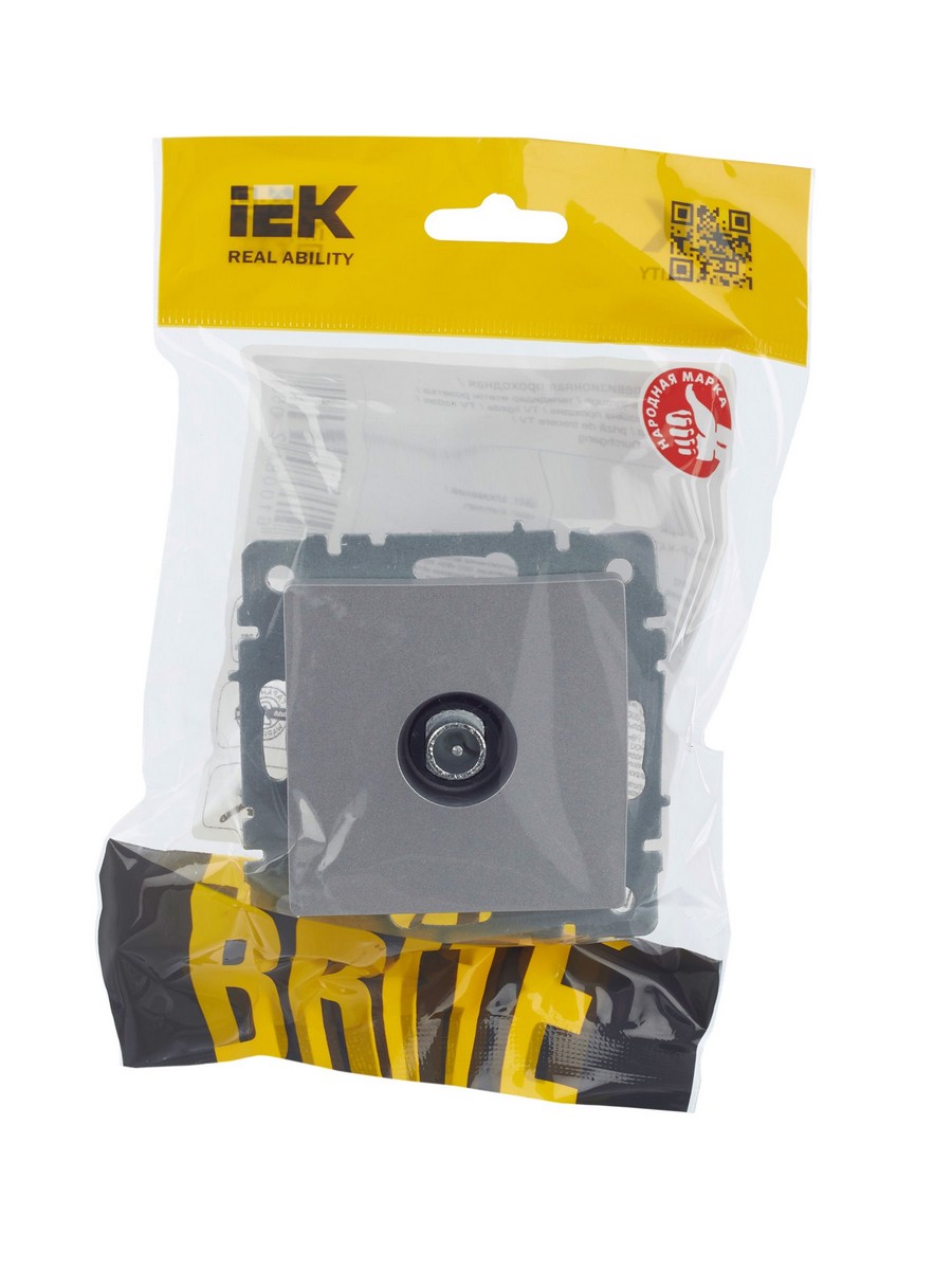 IEK Brite Алюминий Розетка IEK BRITE TV проходная РТВ10-0-БрА алюминий BR-A10-P-K47