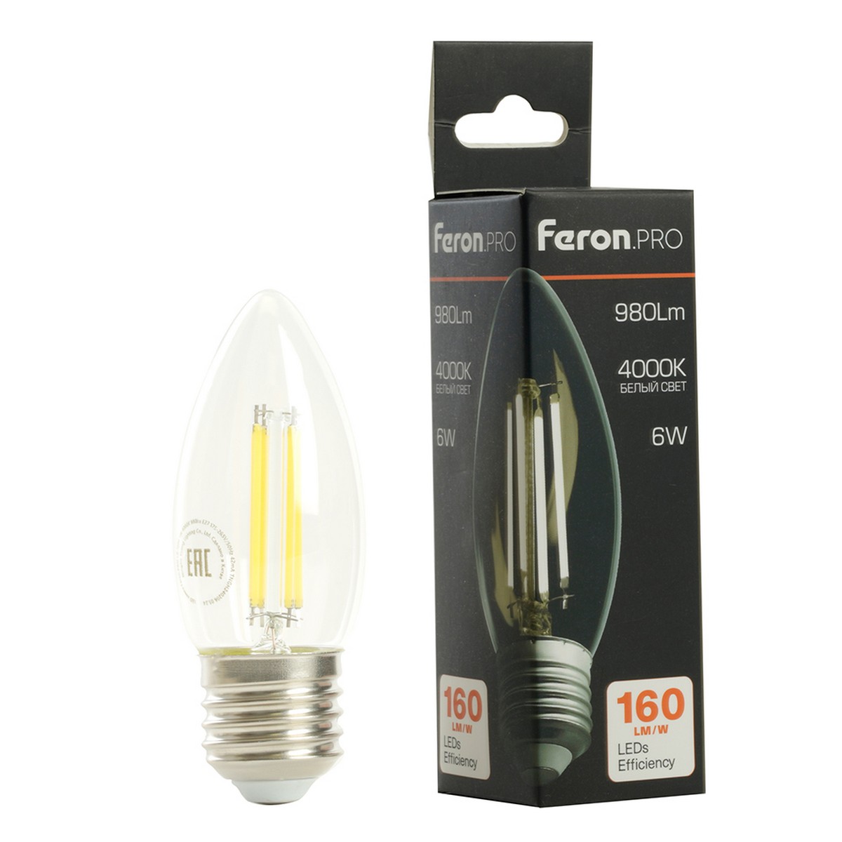 E27 Лампа светодиодная Feron.PRO LB-1206 Свеча E27 6W 175-265V 4000K 51239 