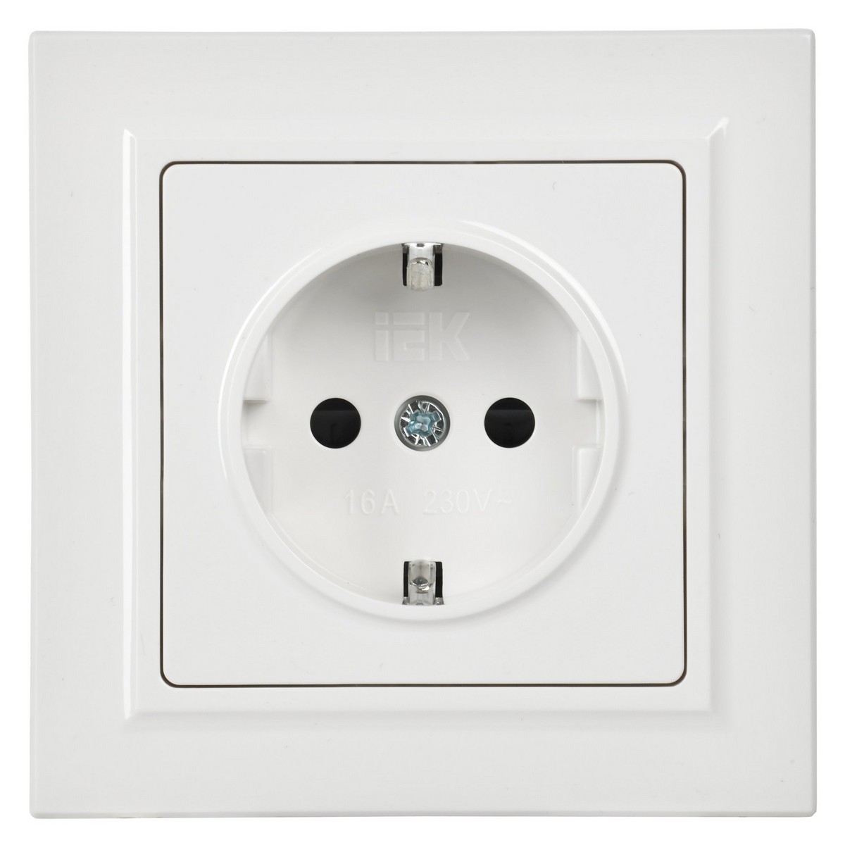 Розетка IEK BRITE с/з с шторками 16А в сборе РСР14-1-0-БрБ белый BR-R14-16-K01-F
