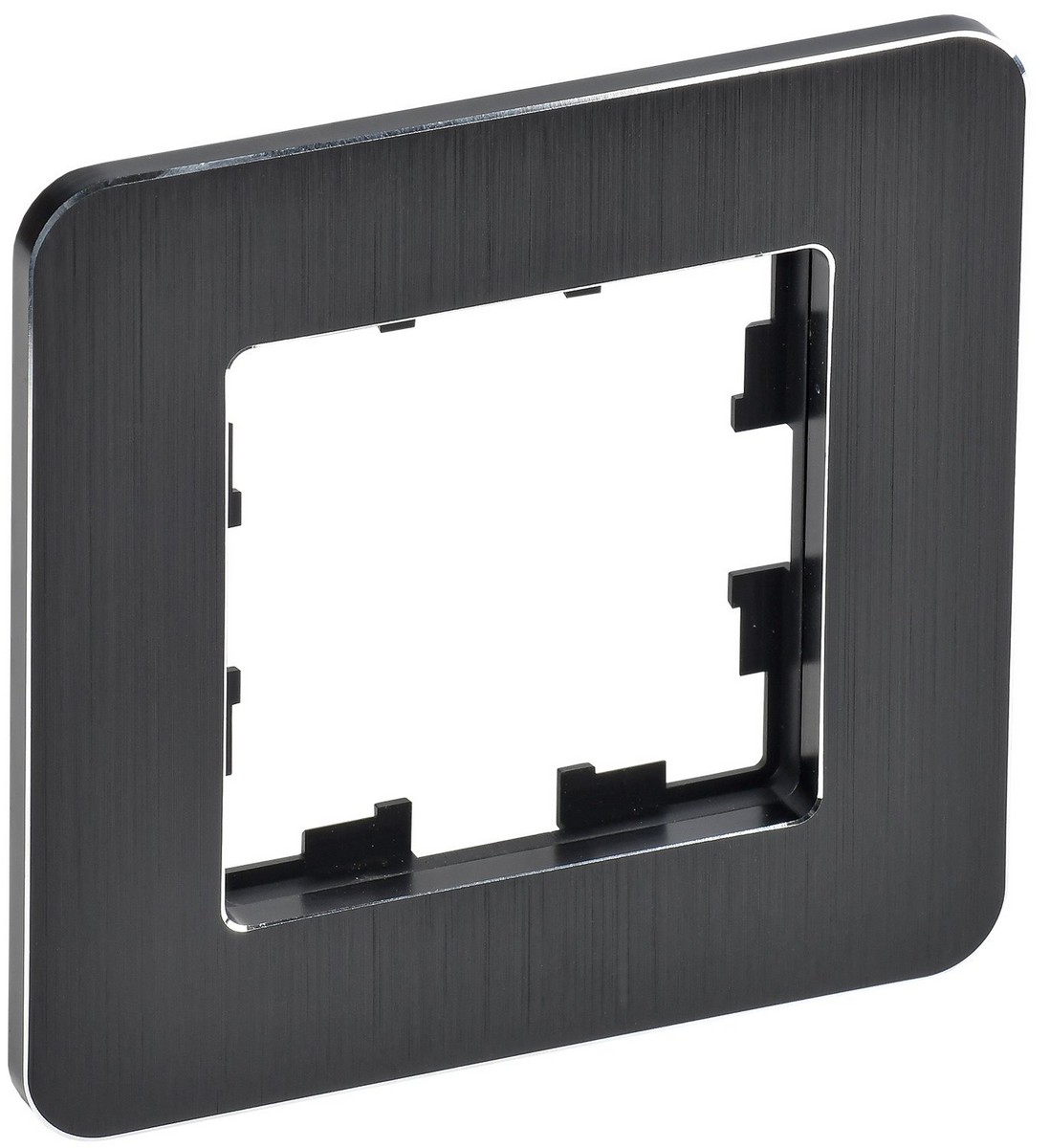 IEK Brite Рамки Рамка IEK BRITE DECOR Черный/алюм металл. скругл.угол 1-м РУ-1-1-Бр RE AL BR-M12-M-21-K02
