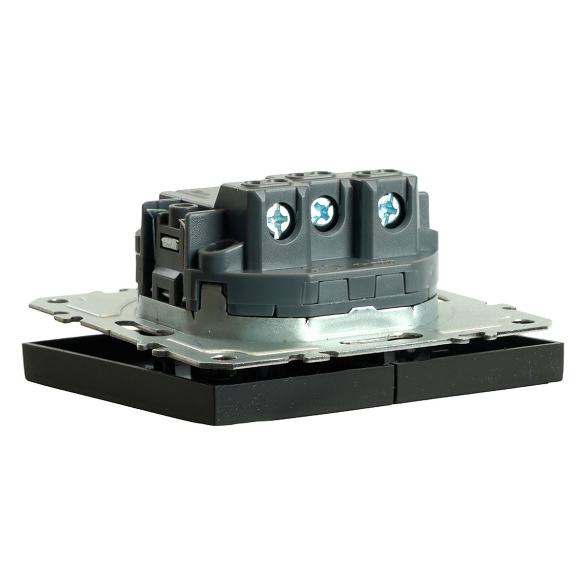 Эмили - Розетки и выключатели Stekker Выключатель 2-клавишный STEKKER Эмили RSW10-5104-05 черный уголь soft touch 49840