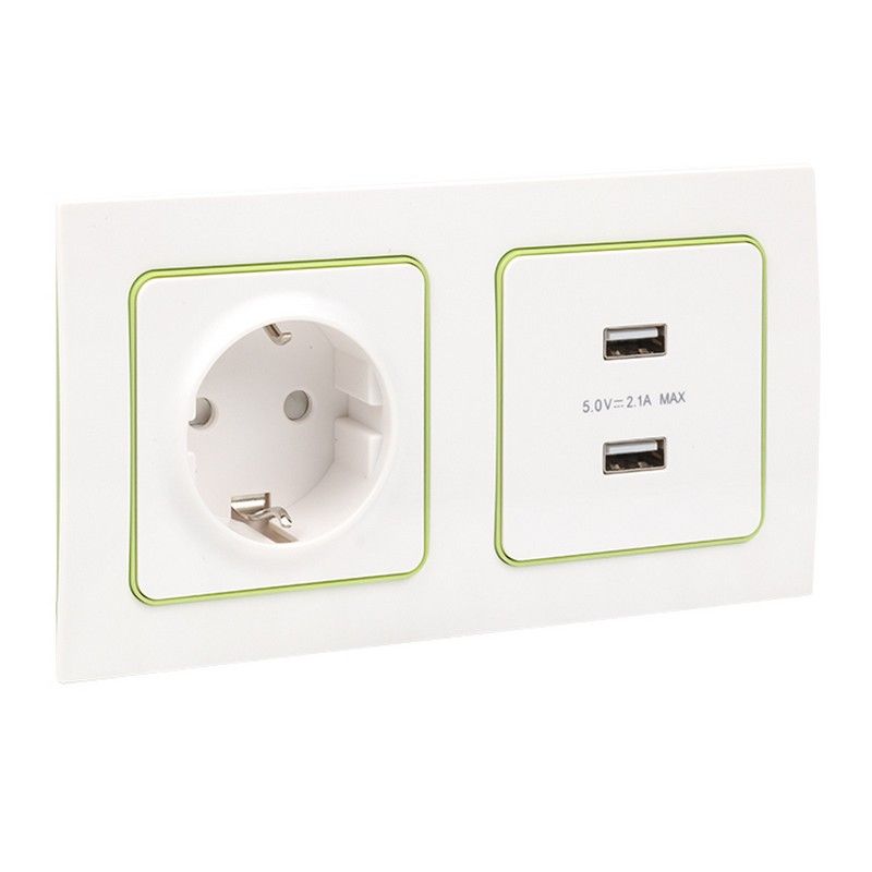 EKF Стокгольм белый Рамка 2-ая EKF PROxima Стокгольм Белый Линия зеленая  EXM-G-303-20