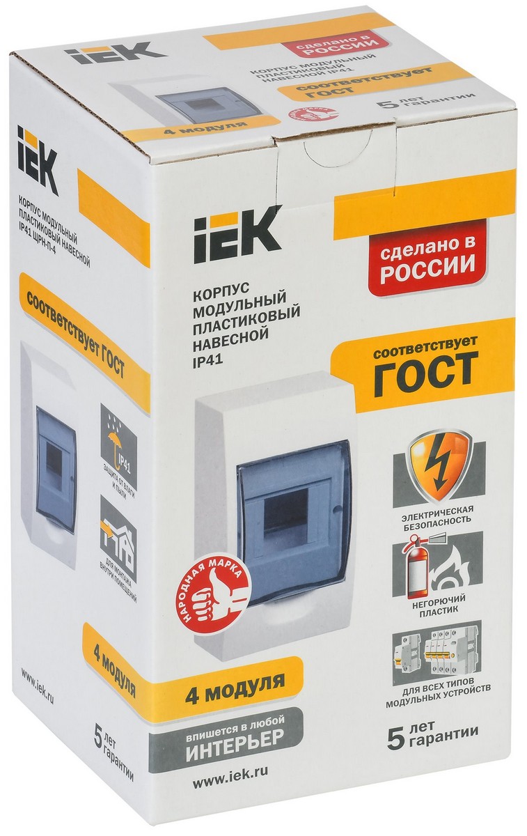 Корпус пластиковый IEK KREPTA 3 ЩРН-П-4 IP41 белый откр.монтаж MKP12-N-04-40-20