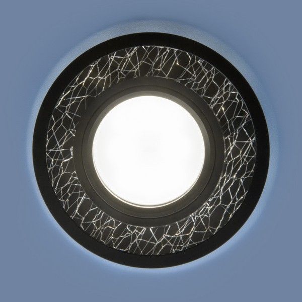 Светильники встраиваемые распродажа Встраиваемый точечный светильник Elektrostandard со светодиодной подсветкой 7020 MR16 BK/SL черный/серебро 