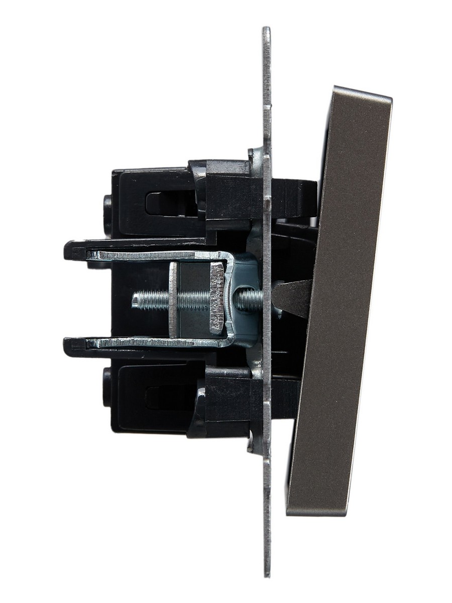 Выключатель IEK BRITE 1-клавишный проходной 10А ВС10-1-6-БрС сталь BR-V12-0-10-K46