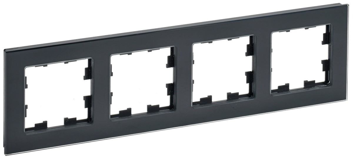 IEK Brite Рамки Рамка IEK BRITE 4-местная РУ-4-2-БрЧ стекло черный BR-M42-G-K02