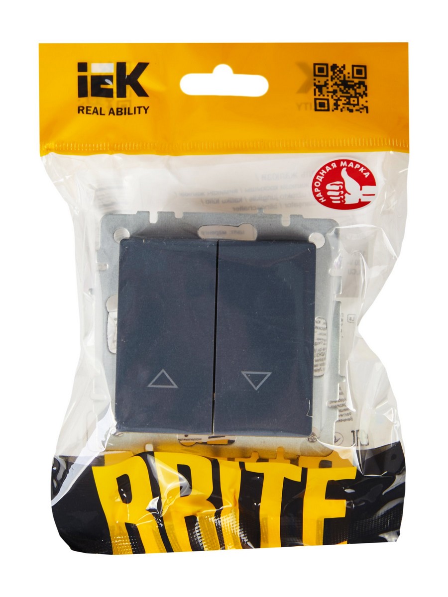 IEK Brite Маренго Выключатель IEK BRITE жалюзи 10А ВС10-1-5-БрМ маренго BR-V15-0-10-K35