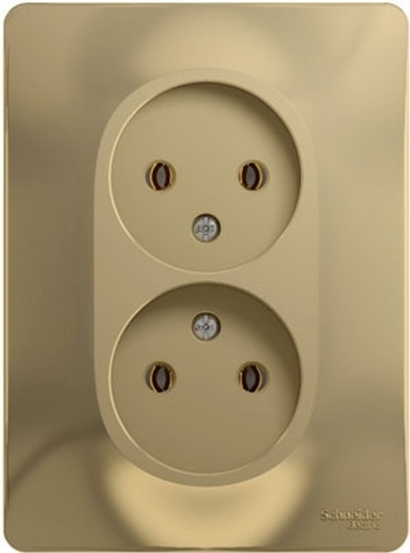Розетка Systeme Electric Glossa Титан 2-я без заземления (в сборе с рамкой) GSL000420