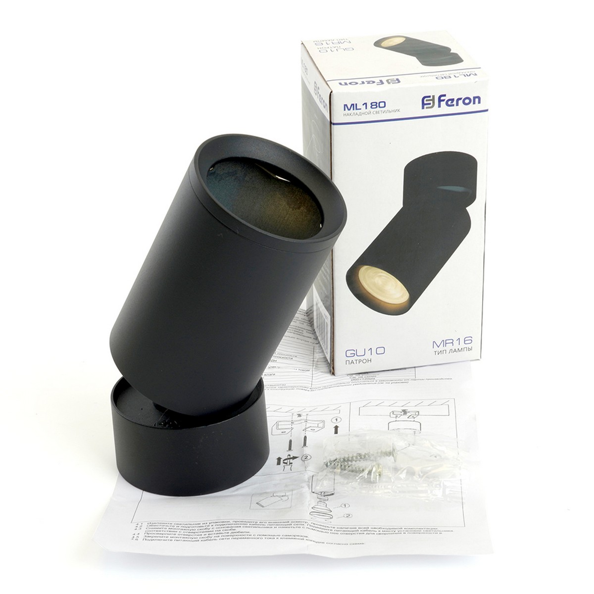 Светильники споты светодиодные Светильник спот Feron ML180 накладной под лампу GU10 черный 41877 