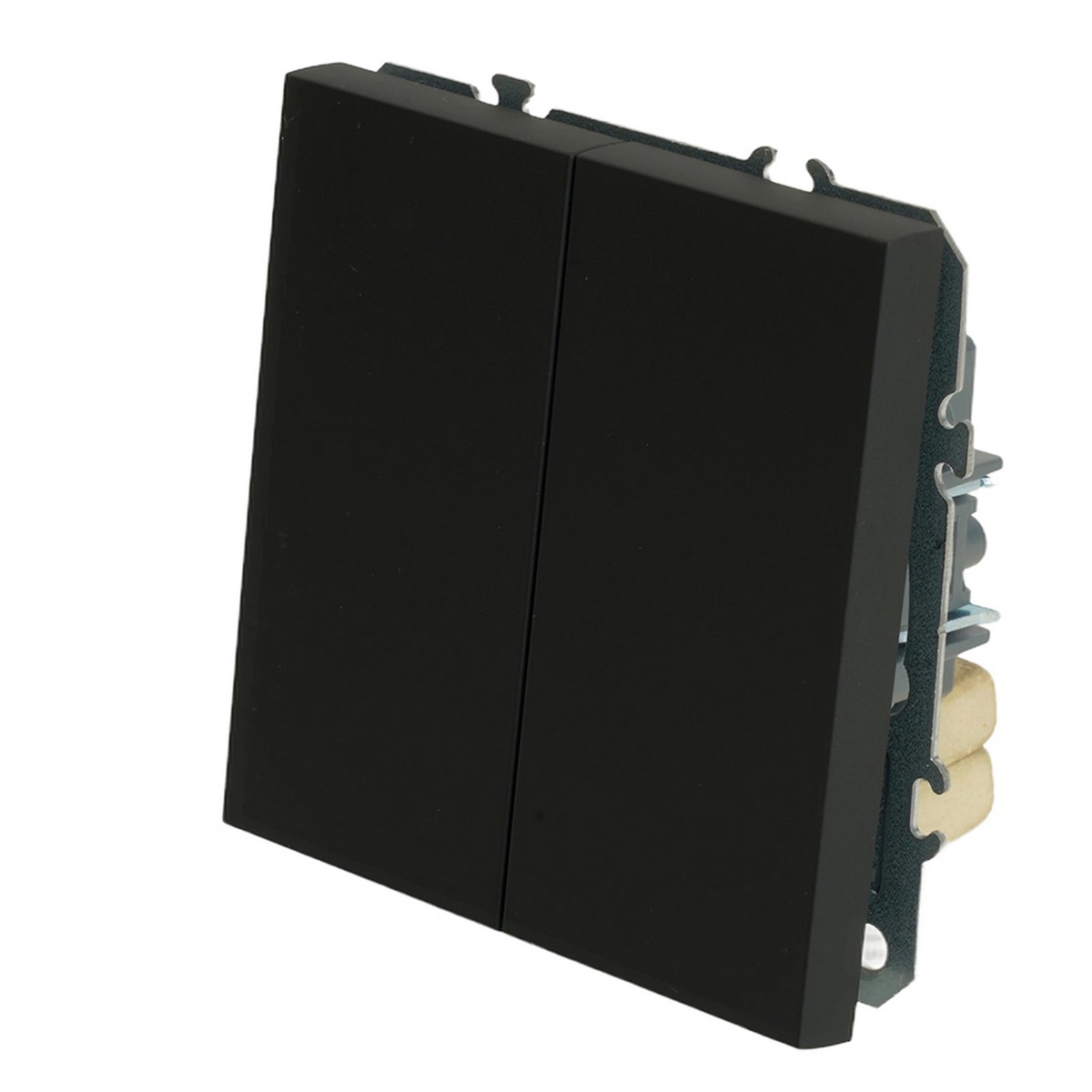 Переключатель 2-клавишный STEKKER Эмили RSW10-5107-05 черный уголь soft touch 49843